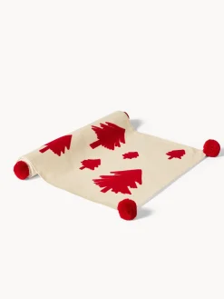 coincasa Runner|Tovaglie E Runner Natalizi|Runner in cotone e lurex con ricami Rosso