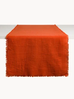 coincasa Biancheria Da Tavola|Runner|Runner in mussola di puro cotone con frangette Bianco