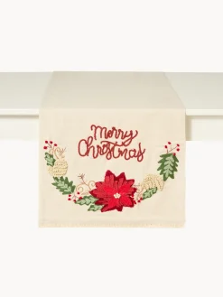 coincasa Runner|Tovaglie E Runner Natalizi|Runner in puro cotone e lurex ricamato Multicolor