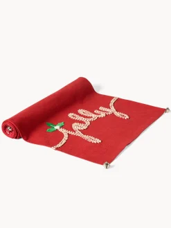 coincasa Runner|Tovaglie E Runner Natalizi|Runner in puro cotone ricamato Multicolor