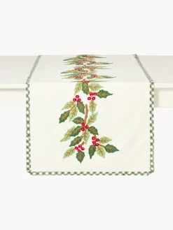 coincasa Runner|Tovaglie E Runner Natalizi|Runner in puro cotone ricamato Multicolor