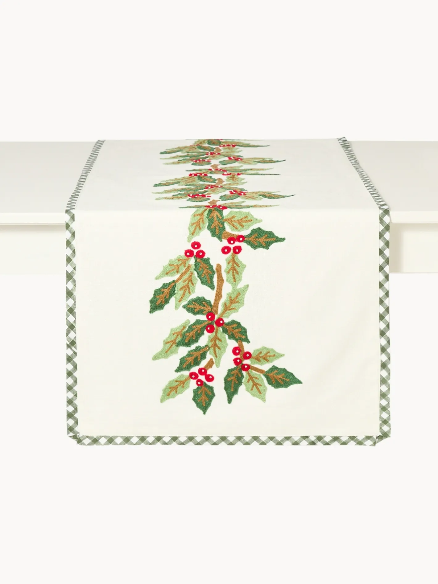 coincasa Runner|Tovaglie E Runner Natalizi|Runner in puro cotone ricamato Multicolor