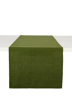 coincasa Biancheria Da Tavola|Runner|Runner puro lino lavato tinta unita Verde scuro