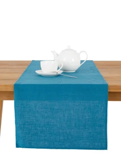 coincasa Biancheria Da Tavola|Runner|Runner puro lino lavato tinta unita Petrolio