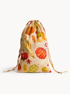 coincasa Accessori E Utensili Cucina|Sacchetto con lacci regolabili in panama di puro cotone stampa zucche Beige