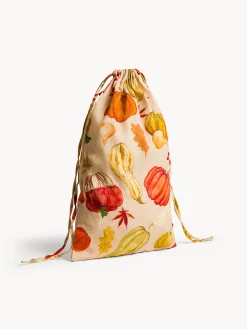 coincasa Accessori E Utensili Cucina|Sacchetto con lacci regolabili in panama di puro cotone stampa zucche Beige