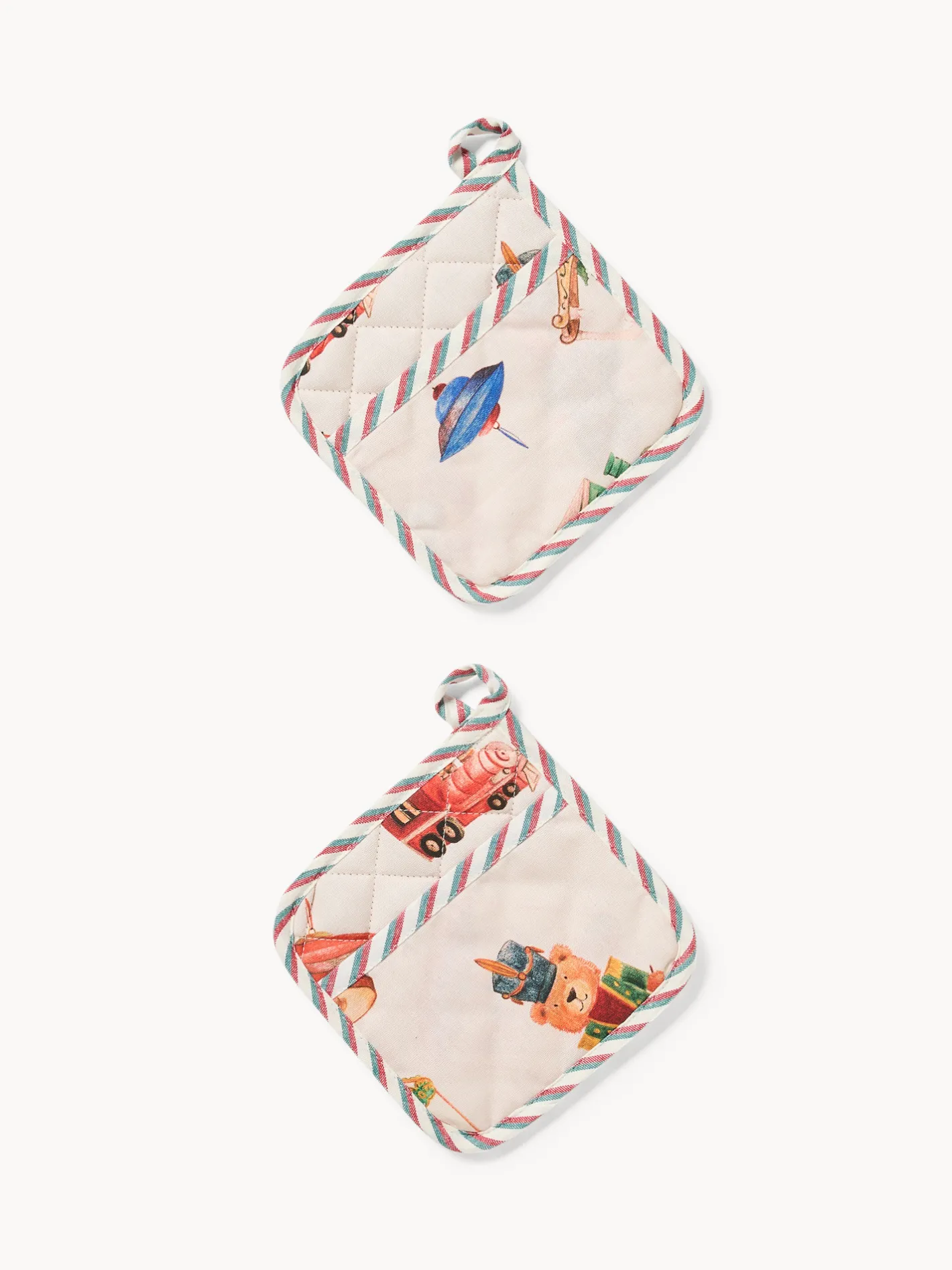 coincasa Presine E Guanti Da Cucina|Strofinacci E Presine Natalizie|Scatola di latta regalo con set di 2 presine Beige chiaro