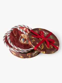 coincasa Presine E Guanti Da Cucina|Strofinacci E Presine Natalizie|Scatola di latta regalo con set di 2 presine Rosso mattone