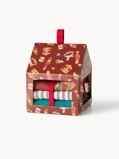 coincasa Grembiuli E Strofinacci|Strofinacci E Presine Natalizie|Scatola regalo con set di 3 strofinacci Multicolor