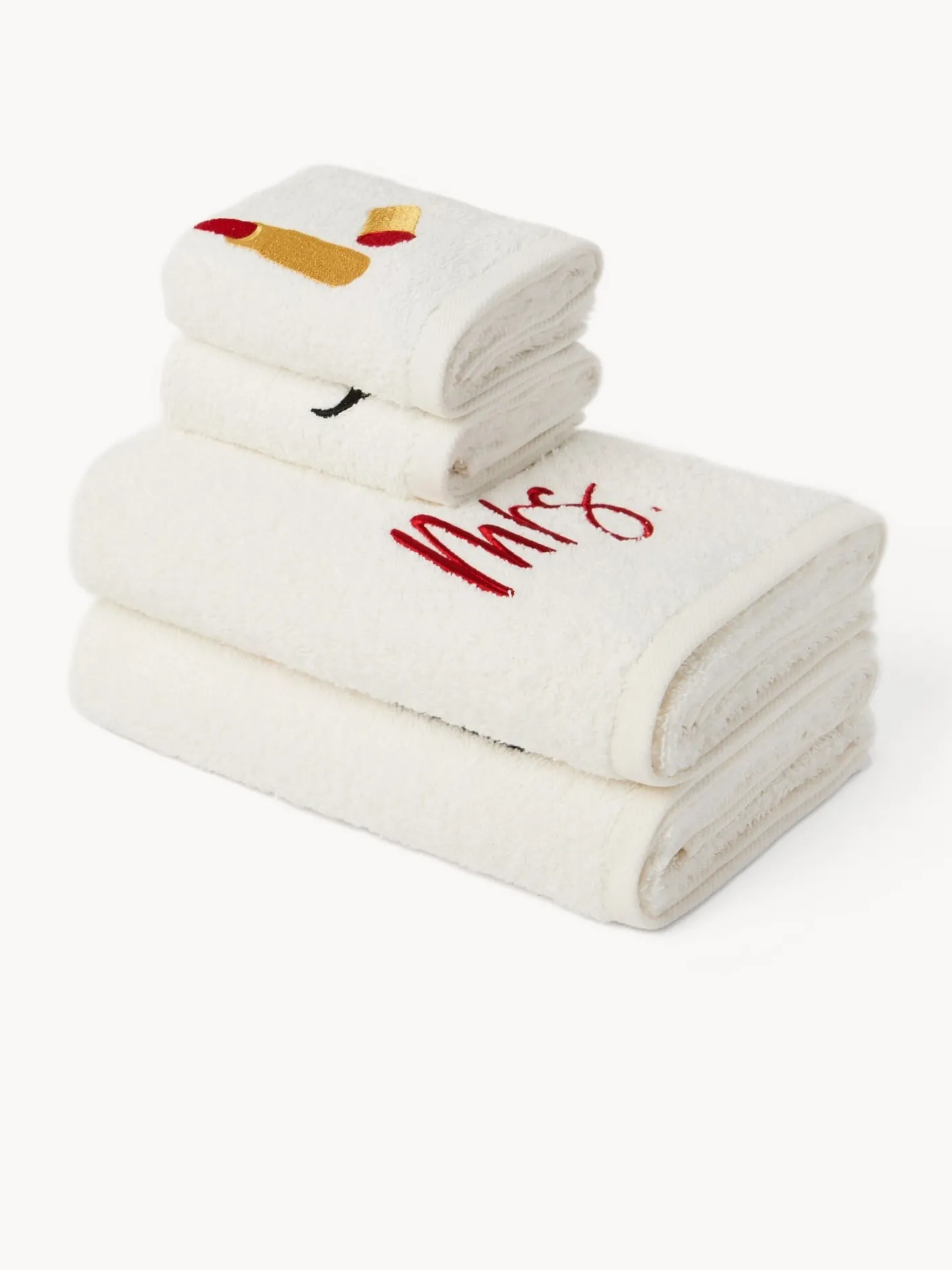 Asciugamani|Bagno|Set 2 asciugamani in spugna di cotone per Lui&Lei Bianco