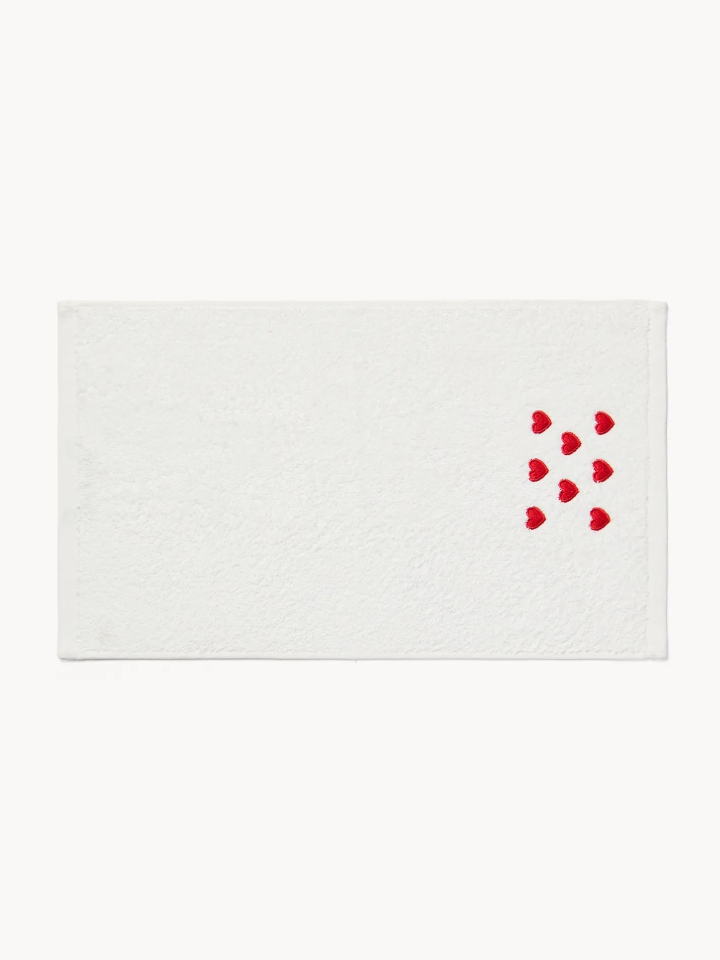 Asciugamani|Bagno|Set 2 asciugamani in spugna di cotone con ricamo a cuori Bianco