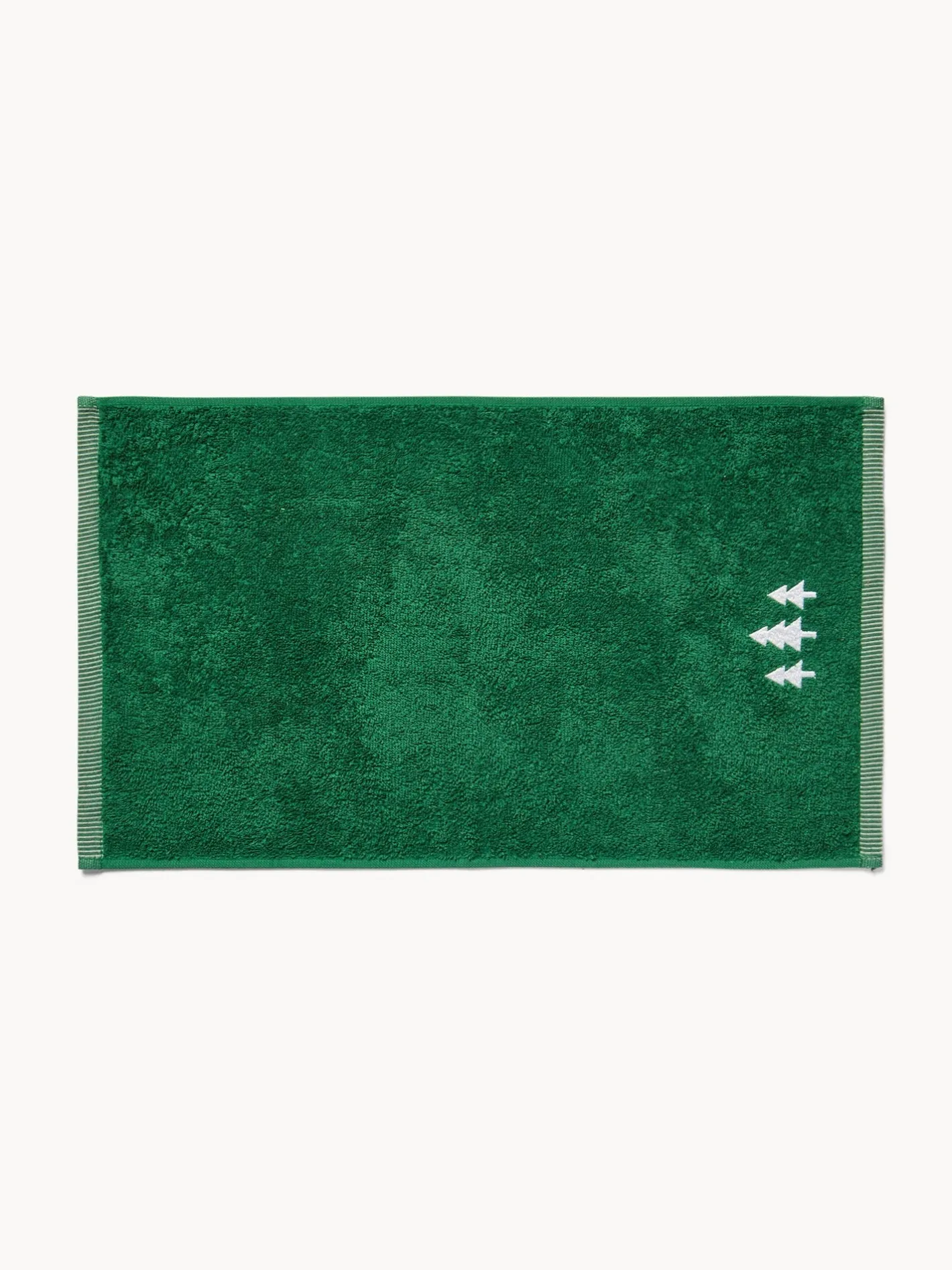 coincasa Asciugamani|Bagno|Set 2 asciugamani in spugna di cotone con alberi di Natale ricamati Verde