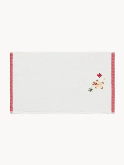 coincasa Asciugamani|Bagno|Set 2 asciugamani in spugna di cotone con gingerbread ricamato Bianco
