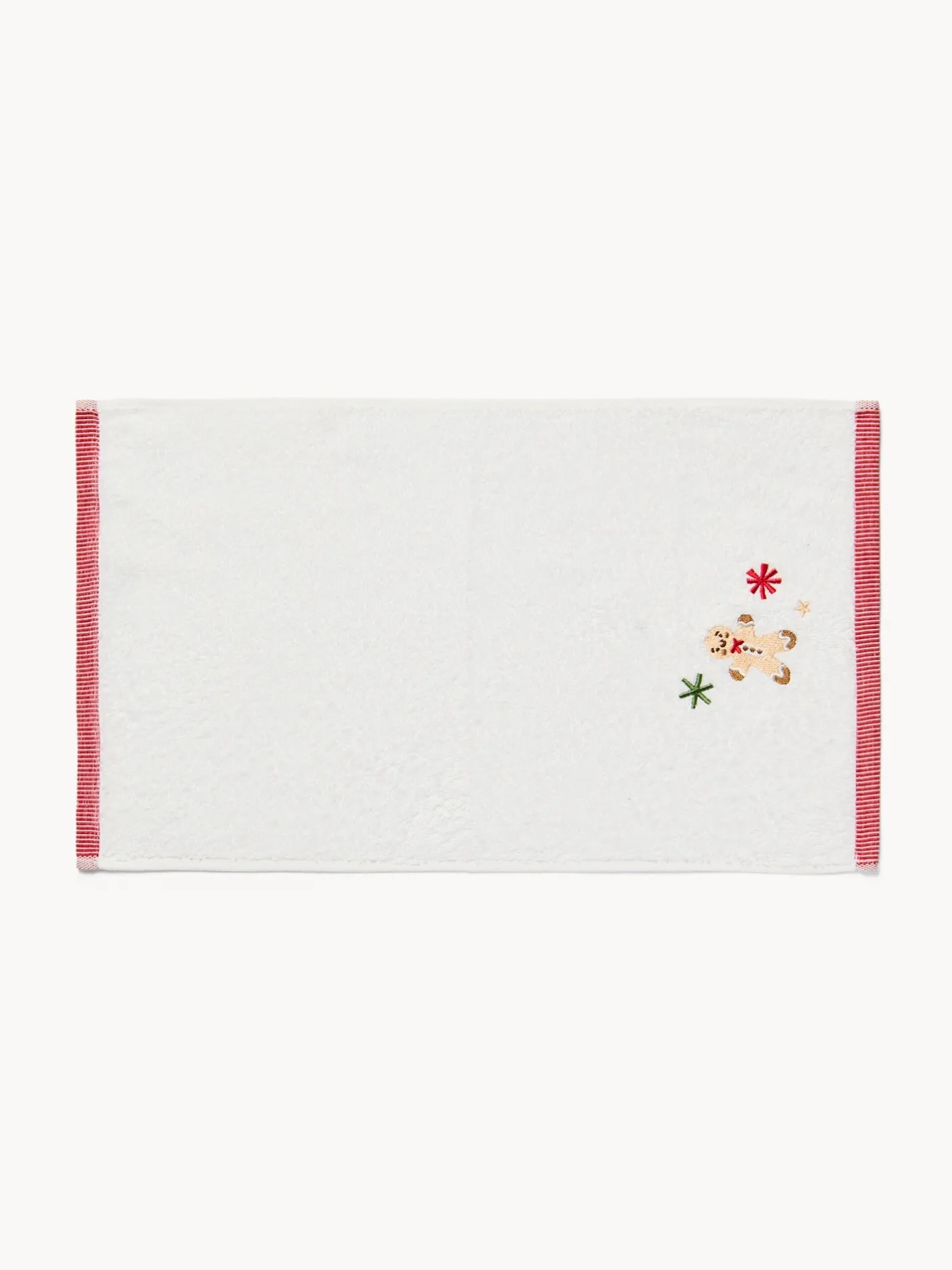 coincasa Asciugamani|Bagno|Set 2 asciugamani in spugna di cotone con gingerbread ricamato Bianco