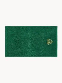 Asciugamani|Bagno|Set 2 asciugamani in spugna di cotone con ricamo a cuori Verde