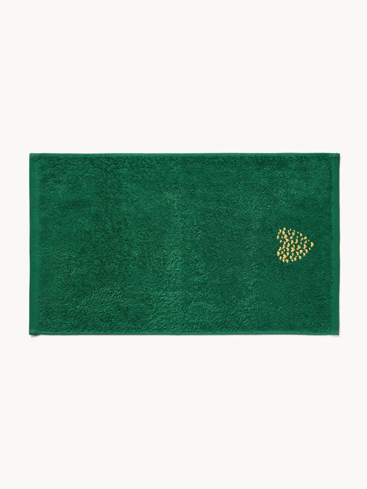 Asciugamani|Bagno|Set 2 asciugamani in spugna di cotone con ricamo a cuori Verde