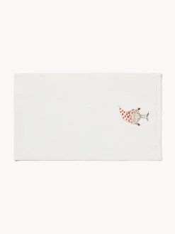 Asciugamani|Bagno|Set 2 asciugamani in spugna di cotone con ricamo gnomo natalizio Bianco