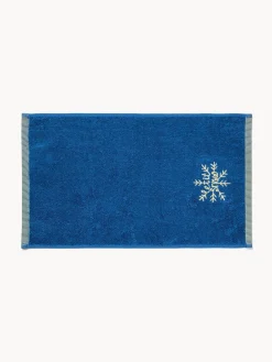 coincasa Asciugamani|Bagno|Set 2 asciugamani in spugna di cotone ricamo natalizio Blu