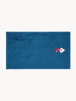 Asciugamani|Bagno|Set 2 asciugamani in spugna di cotone con ricamo gnomo natalizio Blu