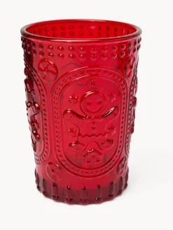 coincasa Bicchieri E Calici|Bicchieri E Calici Natalizi|Set 6 bicchieri in vetro spruzzato dettaglio gingerbread Rosso