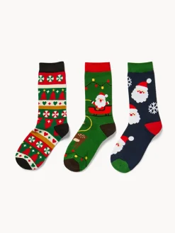 coincasa Altre Decorazioni Natalizie|Set 3 calzini natalizi con box regalo Multicolor