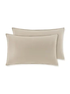 society limonta Biancheria Da Letto|Federe E Copricuscini|Set 2 federe percalle di cotone stampato Special Capsule SOCIETY Made in Italy per Coincasa Beige scuro