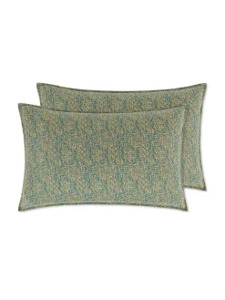 society limonta Biancheria Da Letto|Federe E Copricuscini|Set 2 federe percalle di cotone stampato Special Capsule SOCIETY Made in Italy per Coincasa Verde