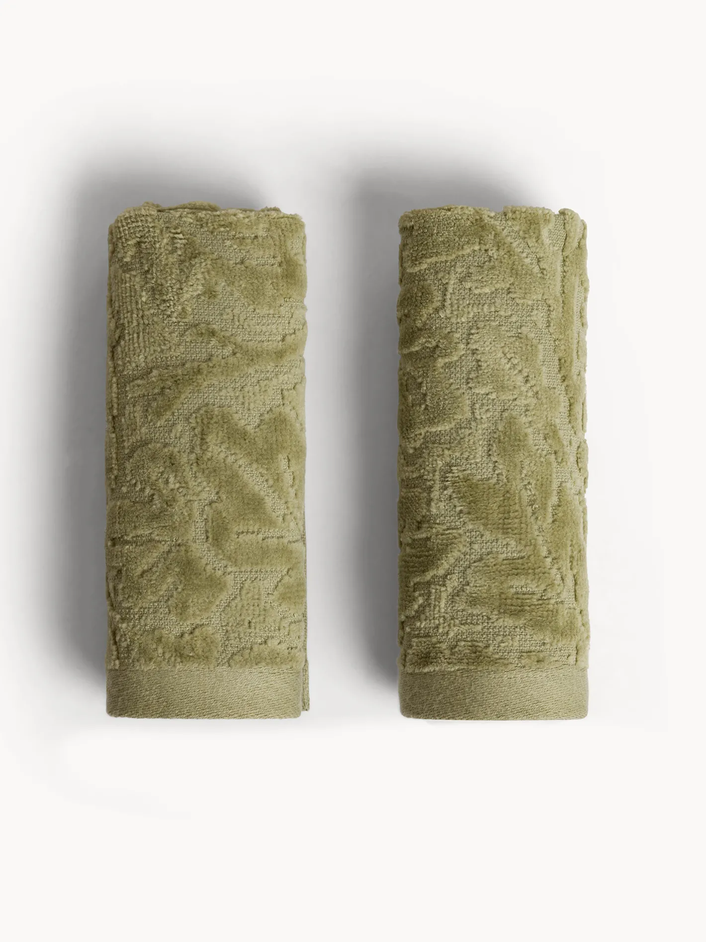 coincasa Asciugamani|Set 2 lavette in cotone velour motivo in rilievo Verde