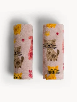 coincasa Asciugamani|Set 2 lavette in cotone velour stampa animaletti Rosa