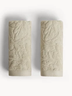 coincasa Asciugamani|Set 2 lavette in cotone velour motivo in rilievo Bianco avorio