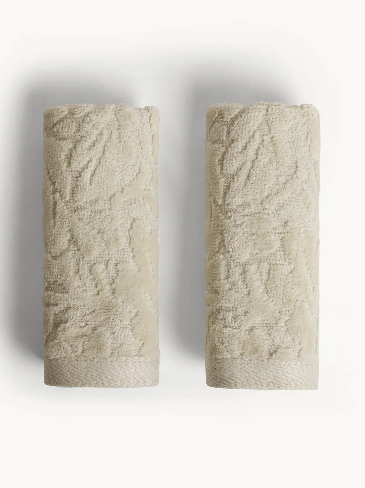 coincasa Asciugamani|Set 2 lavette in cotone velour motivo in rilievo Bianco avorio