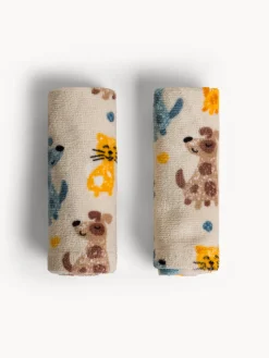 coincasa Asciugamani|Set 2 lavette in cotone velour stampa animaletti Grigio