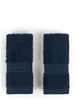 coincasa Asciugamani|Biancheria Bagno|Set 2 lavette puro cotone tinta unita Zefiro Blu scuro