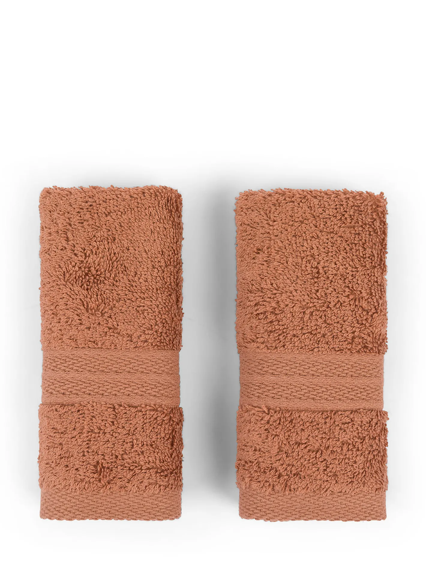 coincasa Asciugamani|Biancheria Bagno|Set 2 lavette puro cotone tinta unita Zefiro Marrone chiaro