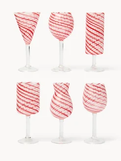 coincasa Bicchieri E Calici|Bicchieri E Calici Natalizi|Set 6 mini calici in vetro borosilicato a righe Trasparente