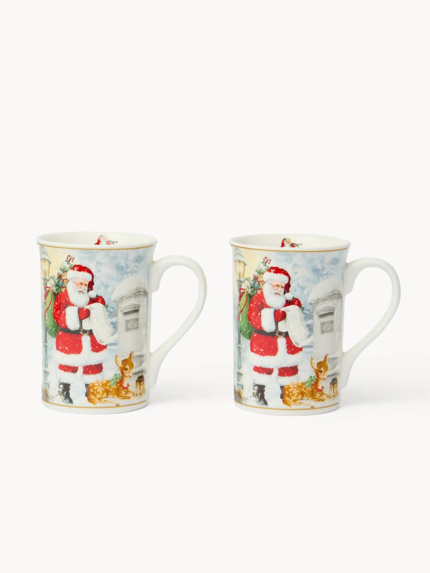 coincasa Tazze, Mug E Tazzine|Tazze, Mug E Tazzine Natalizie|Set 2 mug in new bone china Babbo Natale vintage Bianco