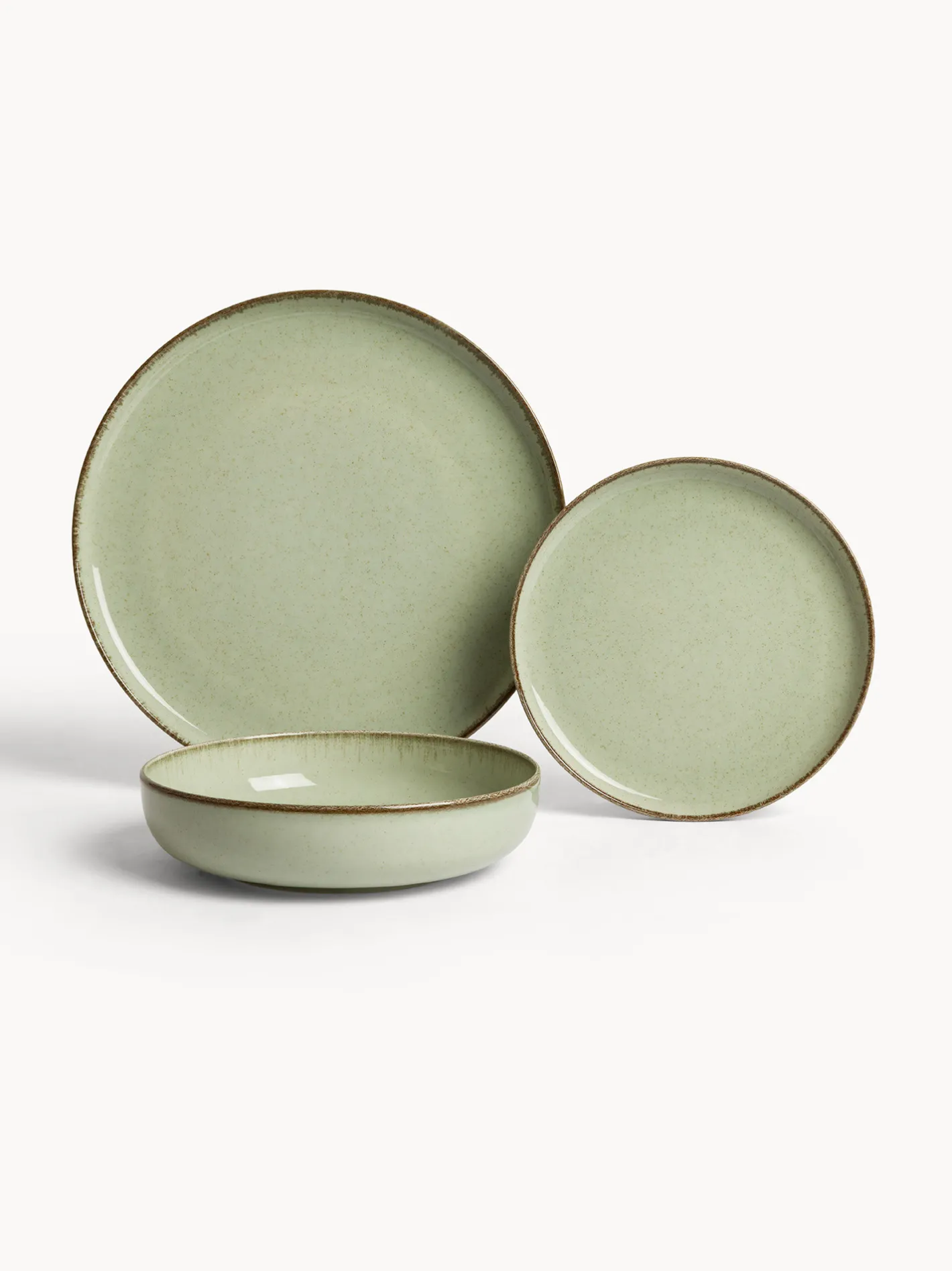coincasa Piatti|Set 12 piatti in porcellana Verde