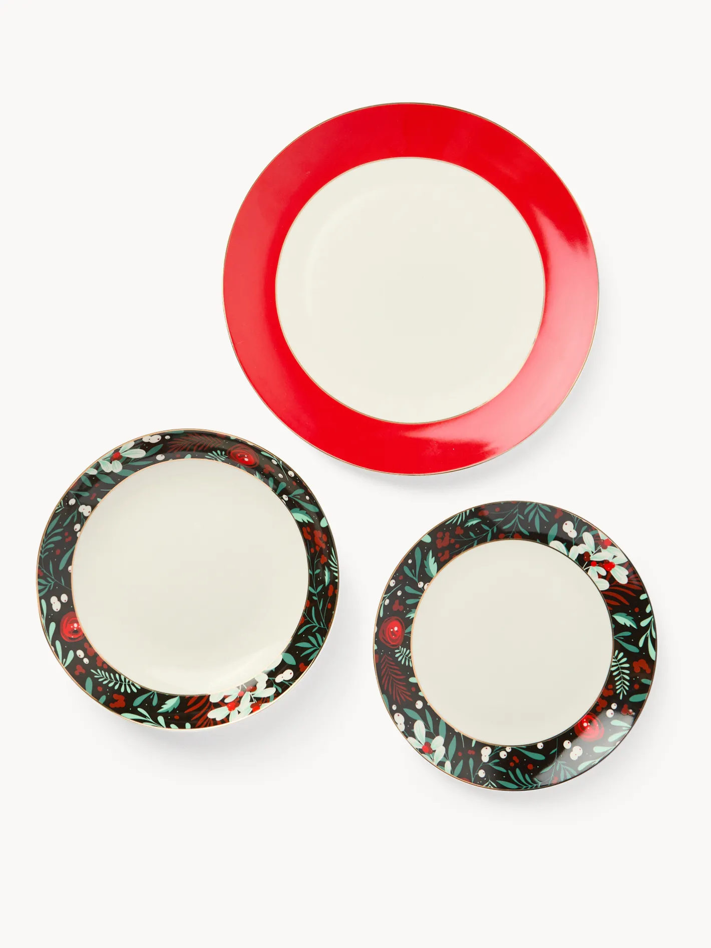 coincasa Piatti|Piatti Natalizi|Set 18 piatti new bone china decoro fiori Bianco