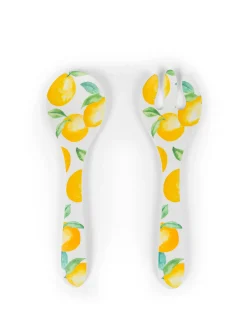 coincasa Picnic E Tempo Libero|Set 2 posate melammina motivo limoni Bianco