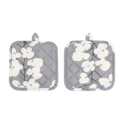 coincasa Biancheria Da Tavola|Presine E Guanti Da Cucina|Set 2 presine cotone stampa fiori Bianco/Blu