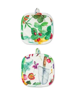 coincasa Biancheria Da Tavola|Presine E Guanti Da Cucina|Set 2 presine panama di cotone stampa vegetale Multicolor
