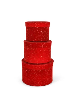 coincasa Altre Decorazioni Natalizie|Set 3 scatole effetto velluto Rosso