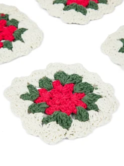 coincasa Bicchieri E Calici Natalizi|Set 4 sottobicchieri uncinetto in cotone Multicolor