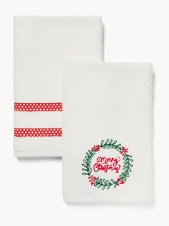 coincasa Grembiuli E Strofinacci|Strofinacci E Presine Natalizie|Set 2 strofinacci con box regalo Multicolor