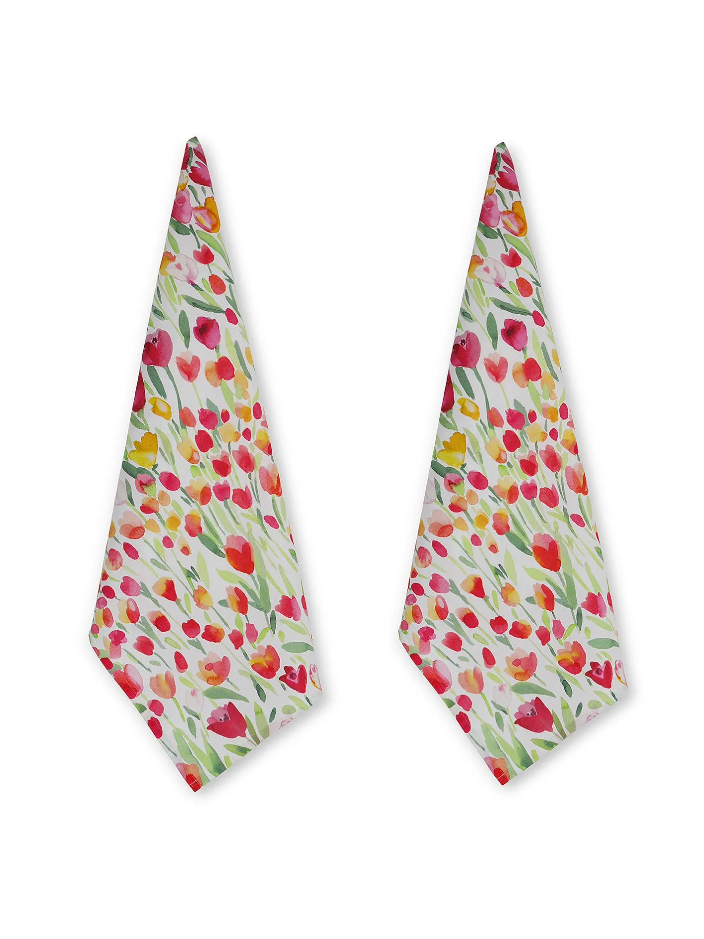 coincasa Grembiuli E Strofinacci|Set 2 strofinacci panama di cotone stampa tulipani Multicolor