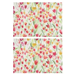 coincasa Biancheria Da Tavola|Tovagliette|Set 2 tovagliette panama di cotone stampa tulipani Multicolor
