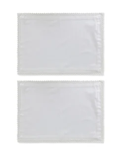 coincasa Biancheria Da Tavola|Tovagliette|Set 2 tovagliette twill di cotone con ricamo Bianco