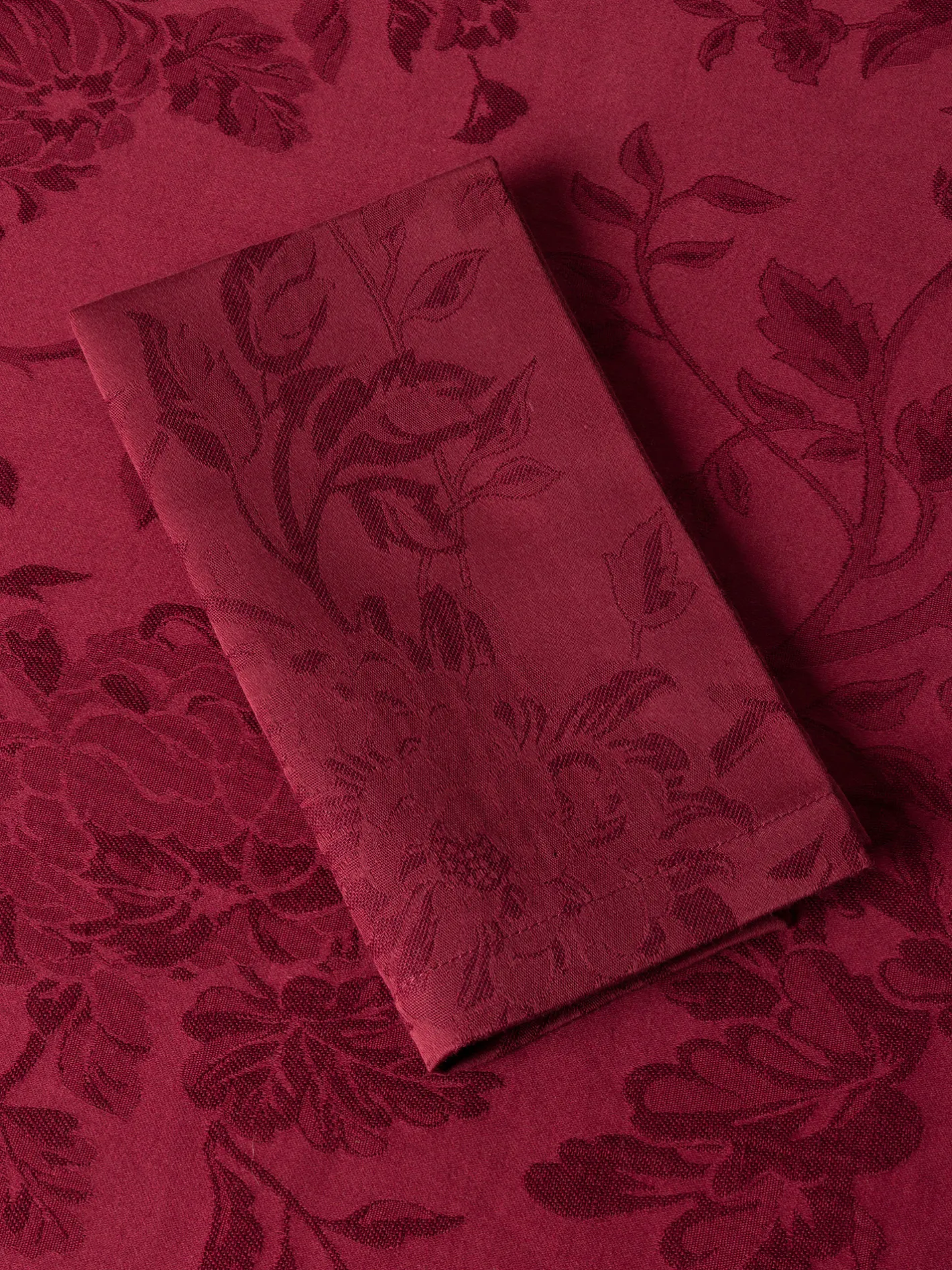 coincasa Biancheria Da Tavola|Tovaglie E Tovaglioli|Set 2 tovaglioli in cotone e lino jacquard motivo floreale Rosso bordeaux