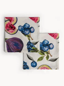 coincasa Biancheria Da Tavola|Tovaglie E Tovaglioli|Set 2 tovaglioli in panama di puro cotone stampa fichi Bianco