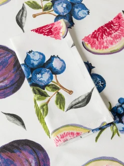 coincasa Biancheria Da Tavola|Tovaglie E Tovaglioli|Set 2 tovaglioli in panama di puro cotone stampa fichi Bianco